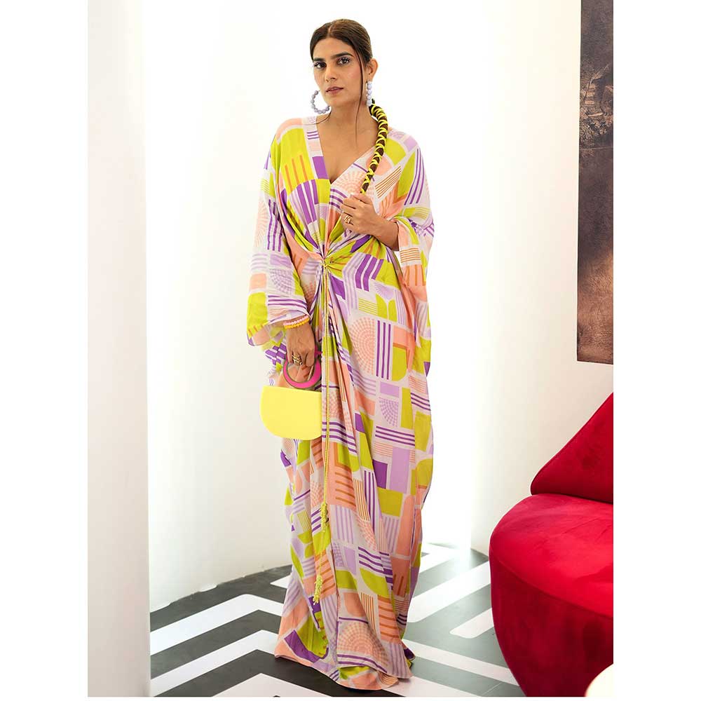 Nirmooha Geometric Printed Kaftan with Slip (Set of 2)