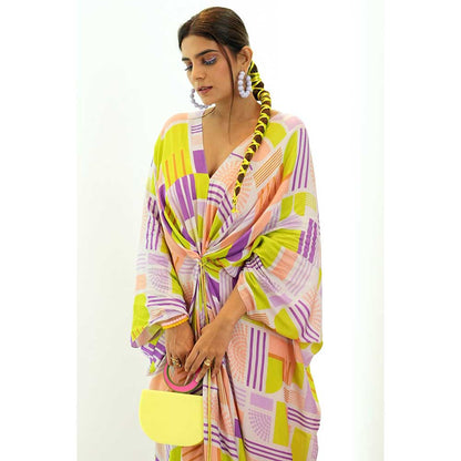Nirmooha Geometric Printed Kaftan with Slip (Set of 2)