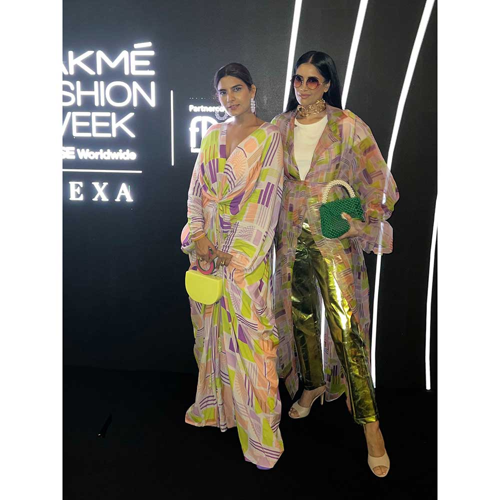 Nirmooha Geometic Printed Organza Trench with Belt (Set of 2)