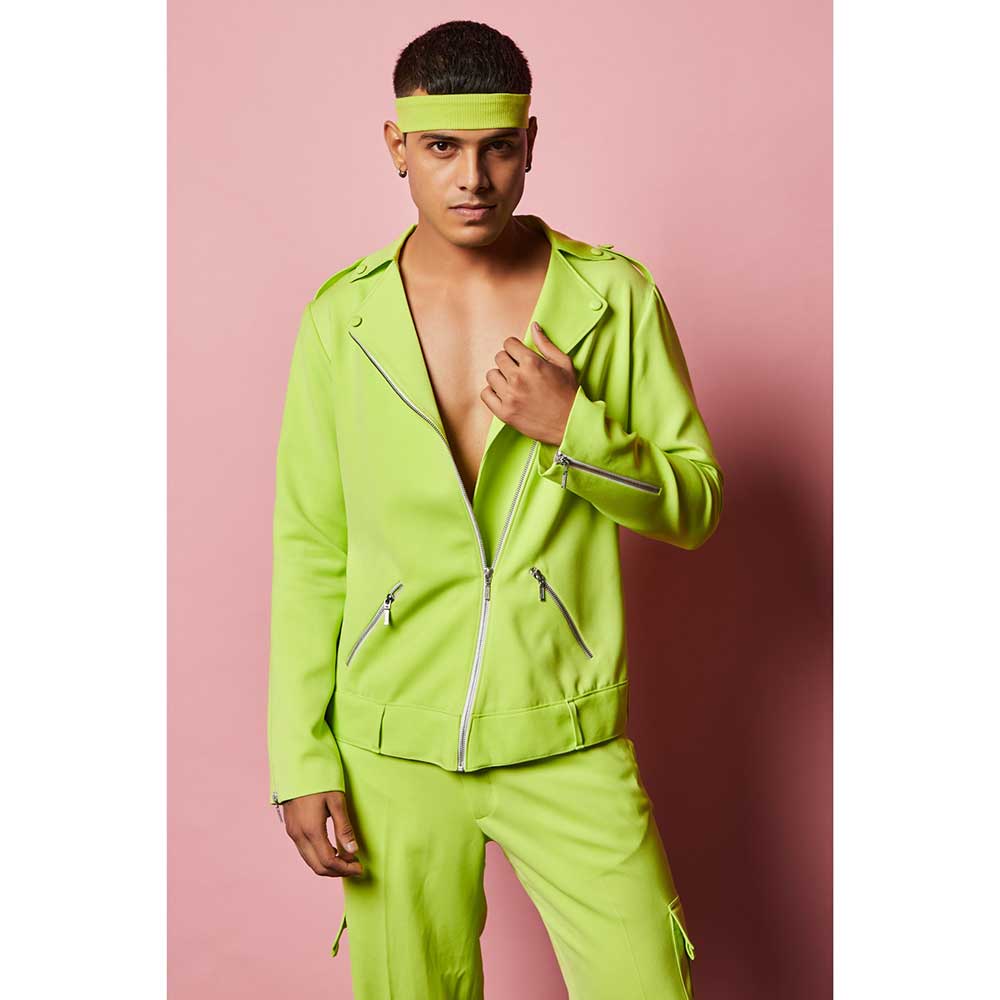 Nirmooha Lime Green Jacket with Belt (Set of 2)