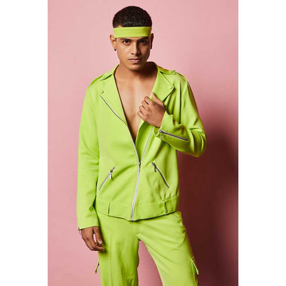 Nirmooha Lime Green Jacket with Belt (Set of 2)