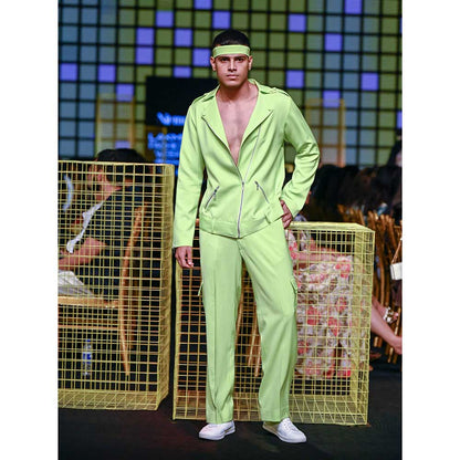 Nirmooha Lime Green Jacket with Belt (Set of 2)