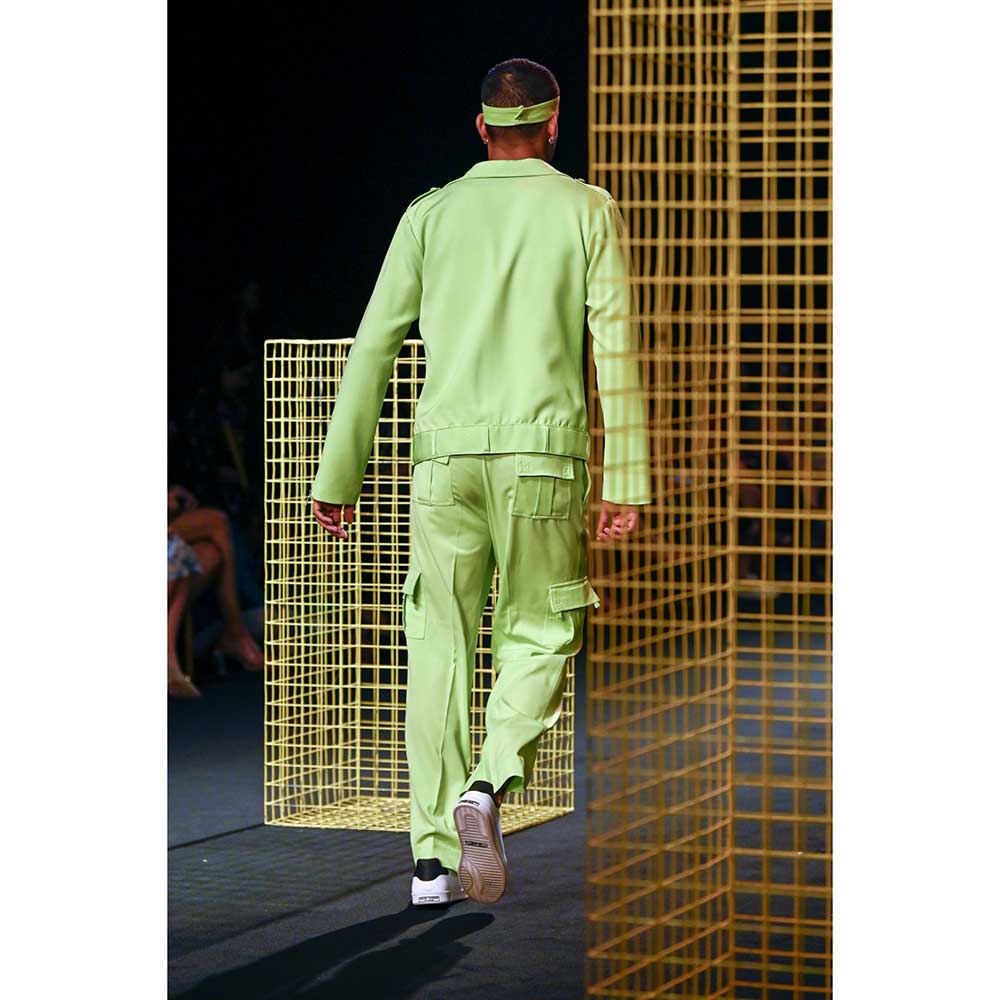 Nirmooha Lime Green Jacket with Belt (Set of 2)