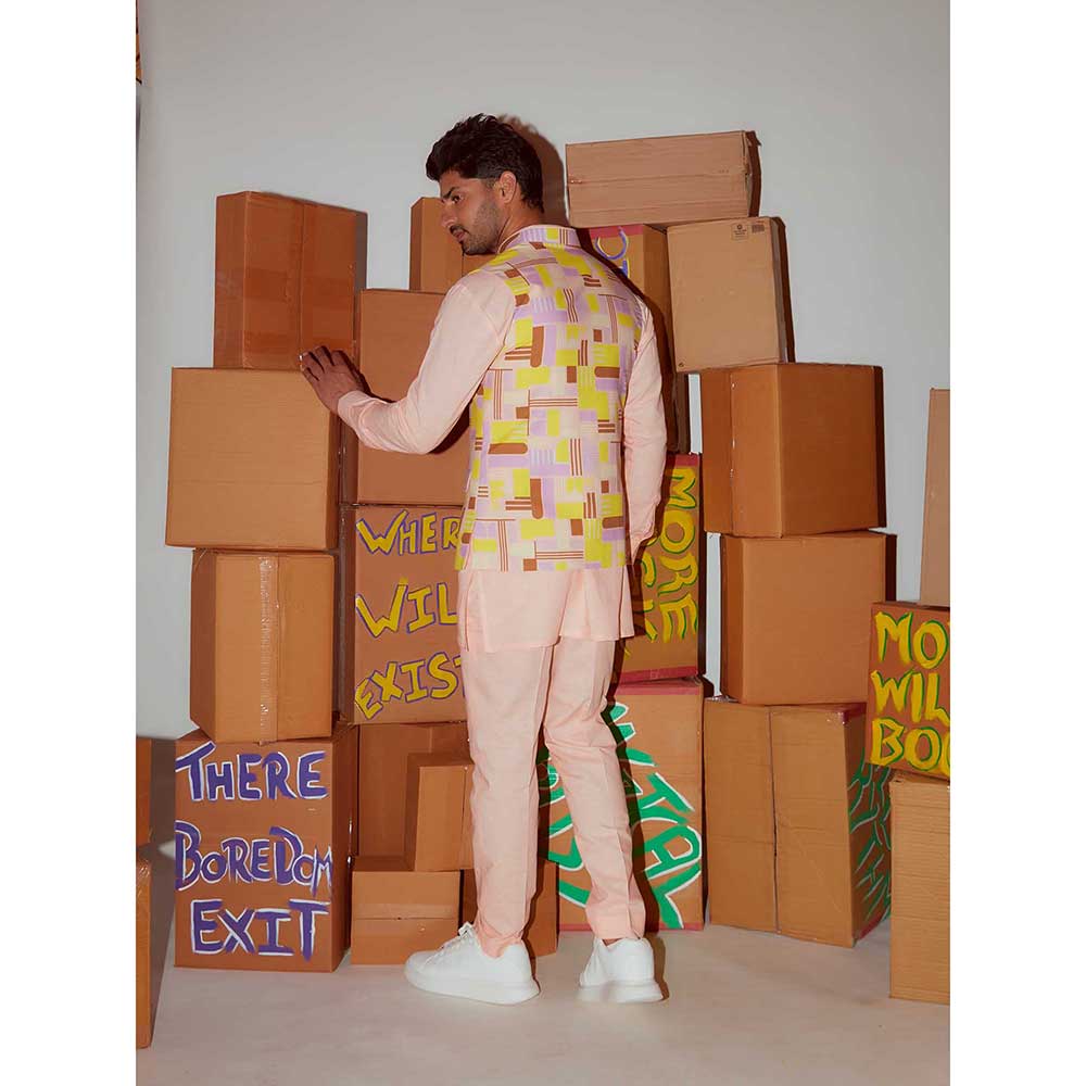 Nirmooha Kurta with Straight Pant and Multicolor Nehru Jacket (Set of 3)