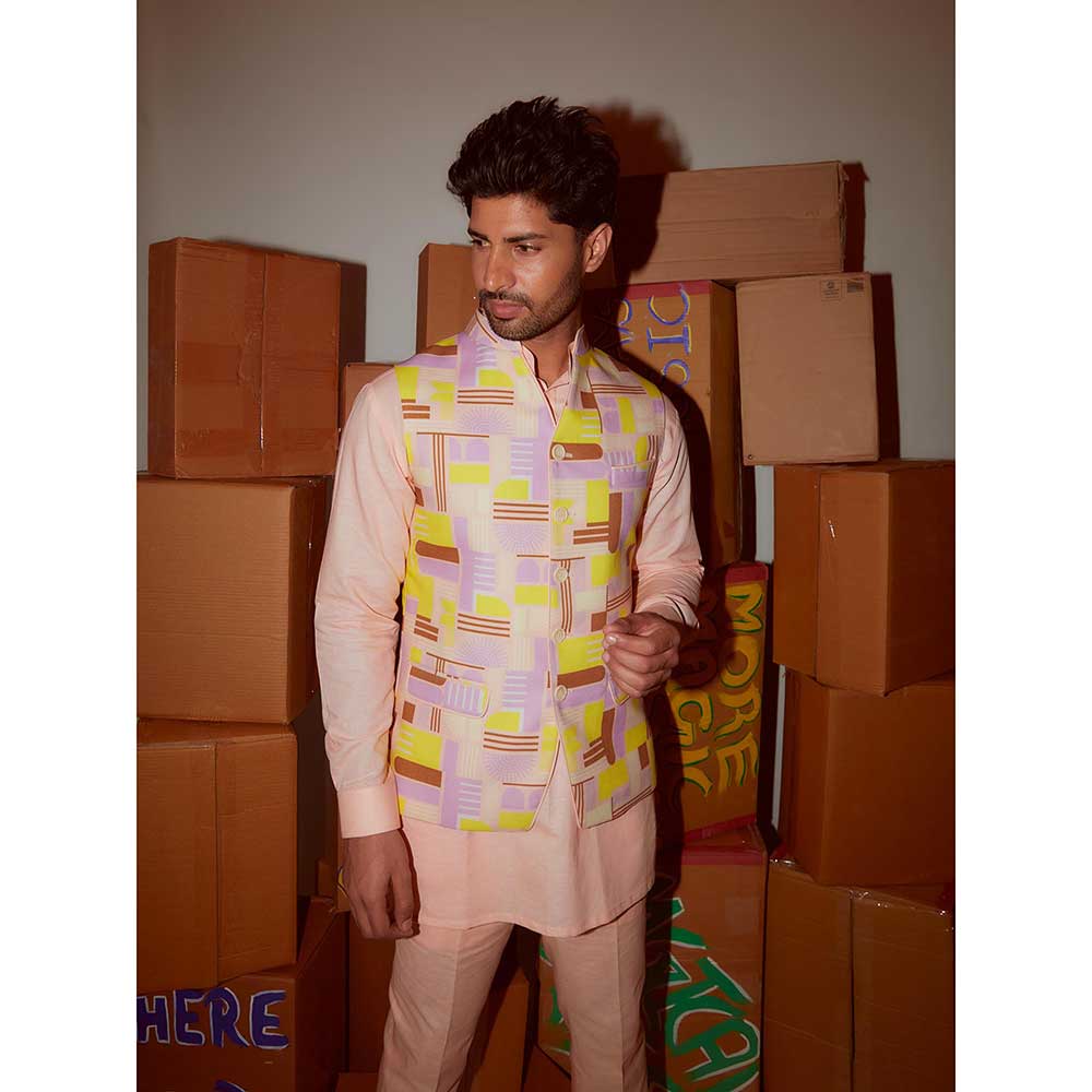 Nirmooha Kurta with Straight Pant and Multicolor Nehru Jacket (Set of 3)