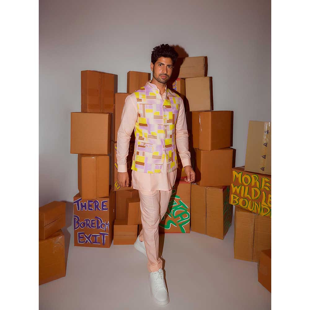 Nirmooha Kurta with Straight Pant and Multicolor Nehru Jacket (Set of 3)