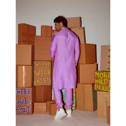 Nirmooha Lavender Printed Kurta with Joggers (Set of 2)
