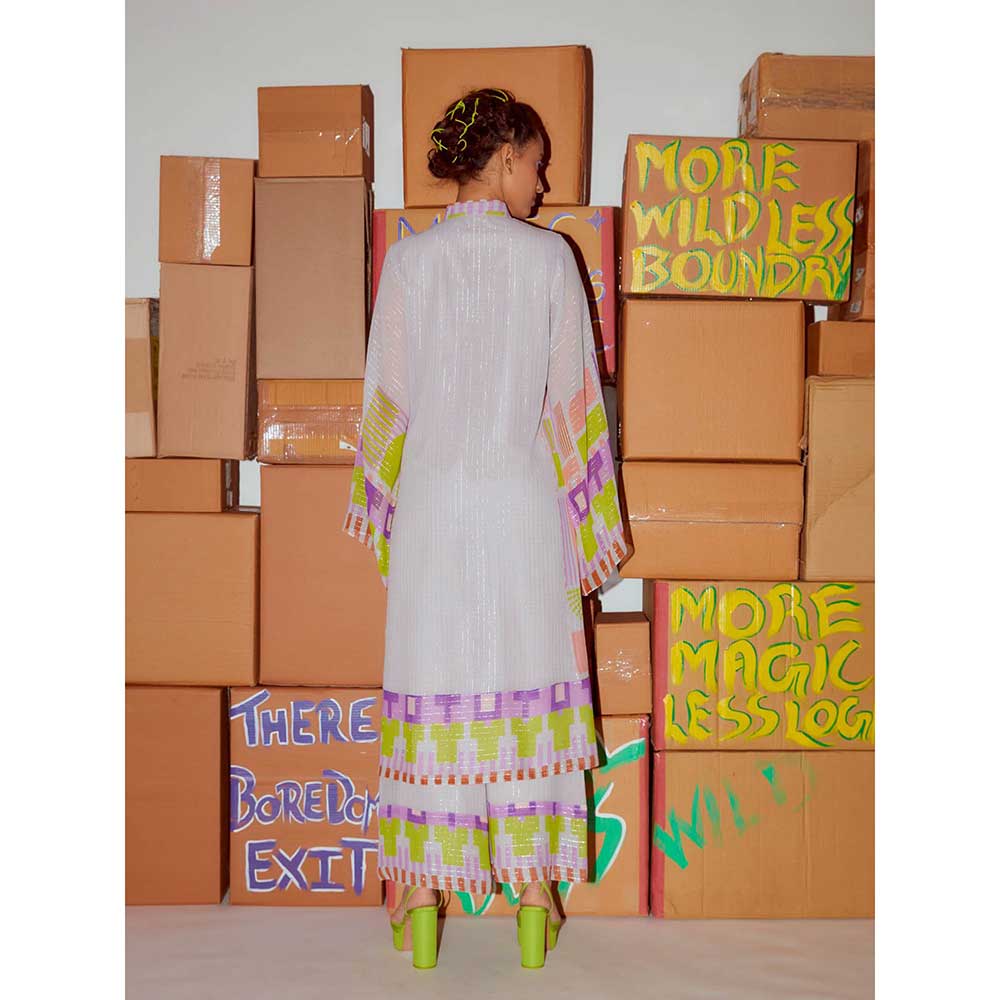 Nirmooha Geometric Printed Lurex Kurta & Pants (Set of 2)