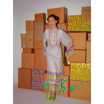 Nirmooha Geometric Printed Lurex Kurta & Pants (Set of 2)