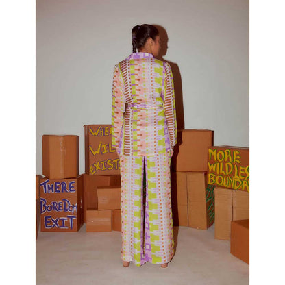 Nirmooha Geometric Printed Co Ord with Front Tie Up (Set of 2)