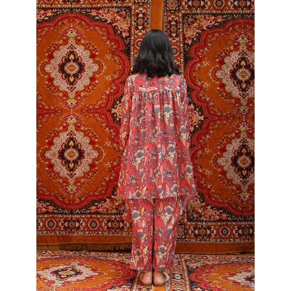 NORN Red Fez Back Yoke Top