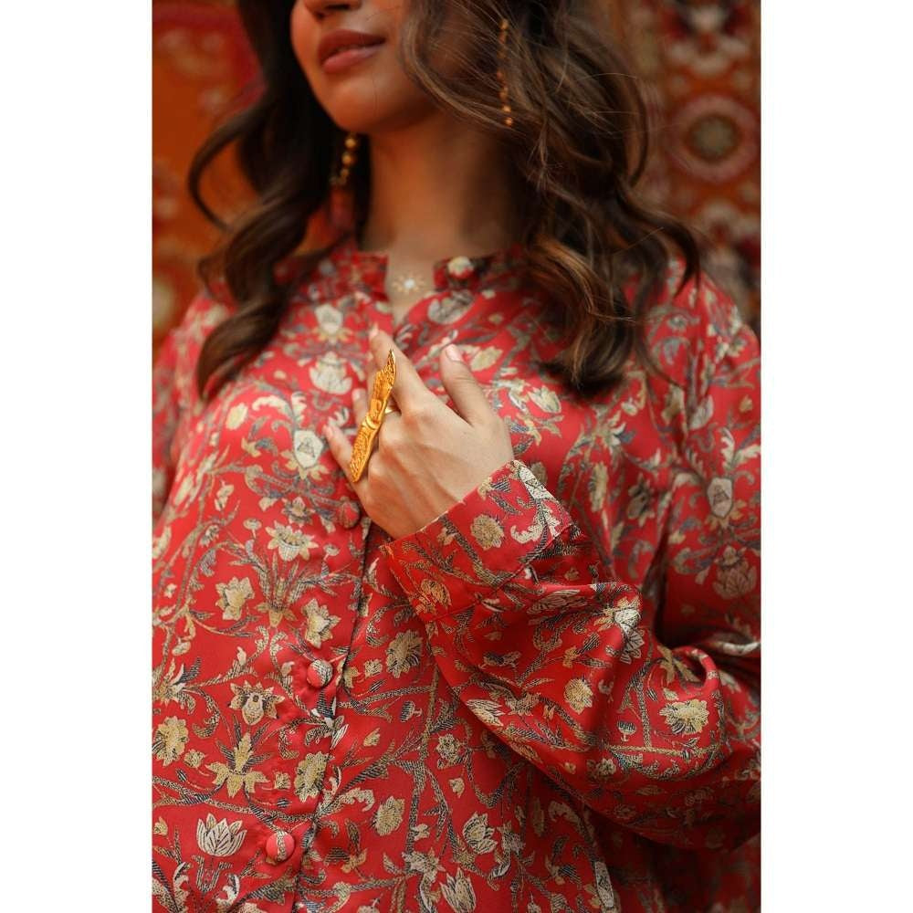 NORN Red Rabat Back Yoke Top