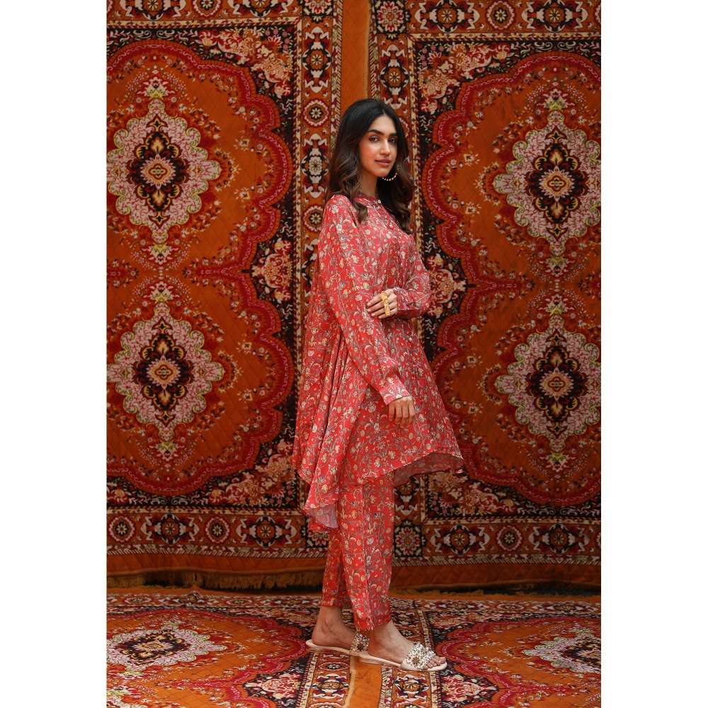 NORN Red Rabat Back Yoke Top