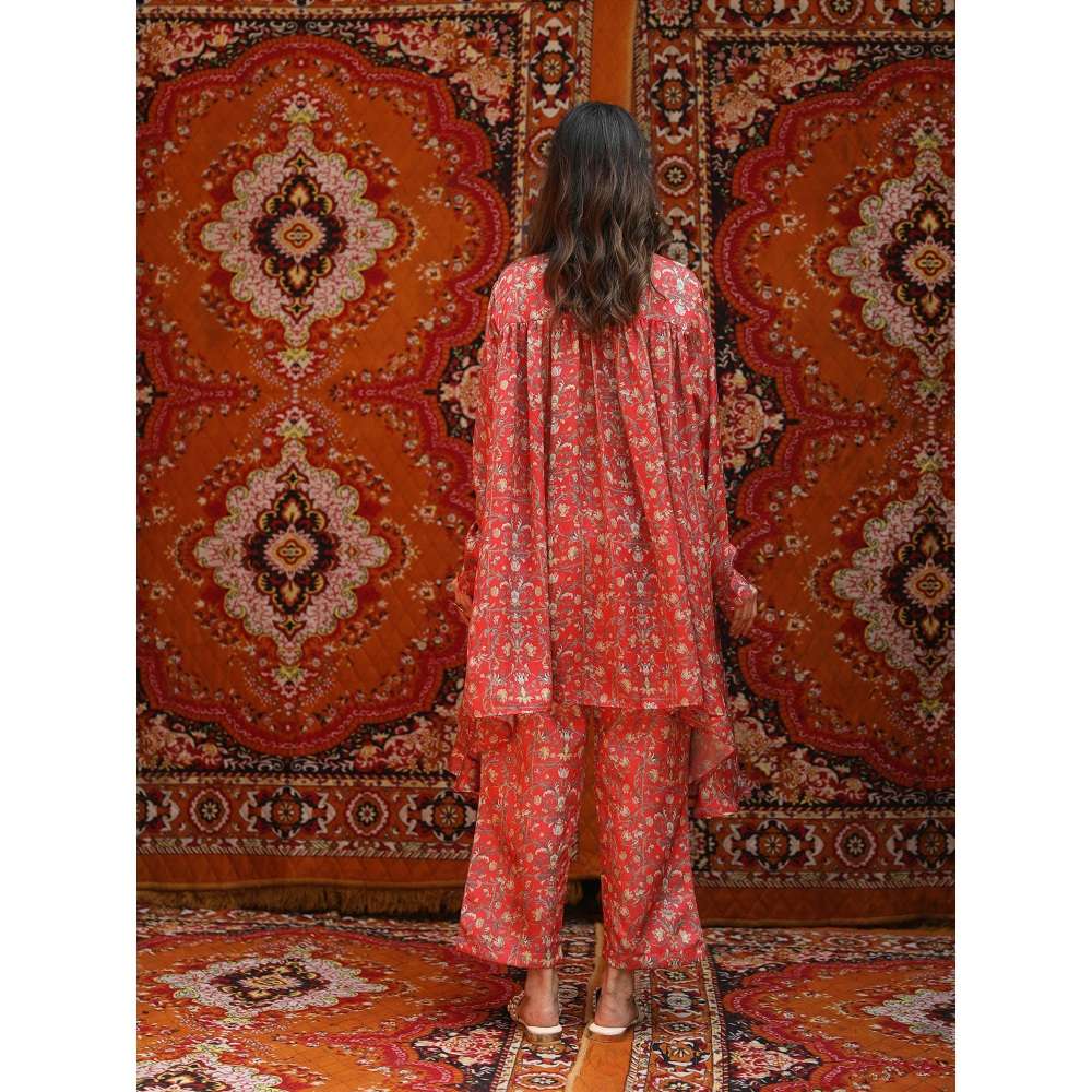 NORN Red Rabat Back Yoke Top