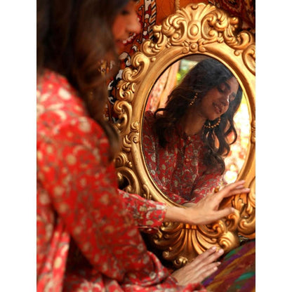 NORN Red Rabat Back Yoke Top