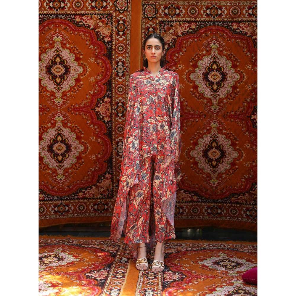 NORN Red Fez Drape Top