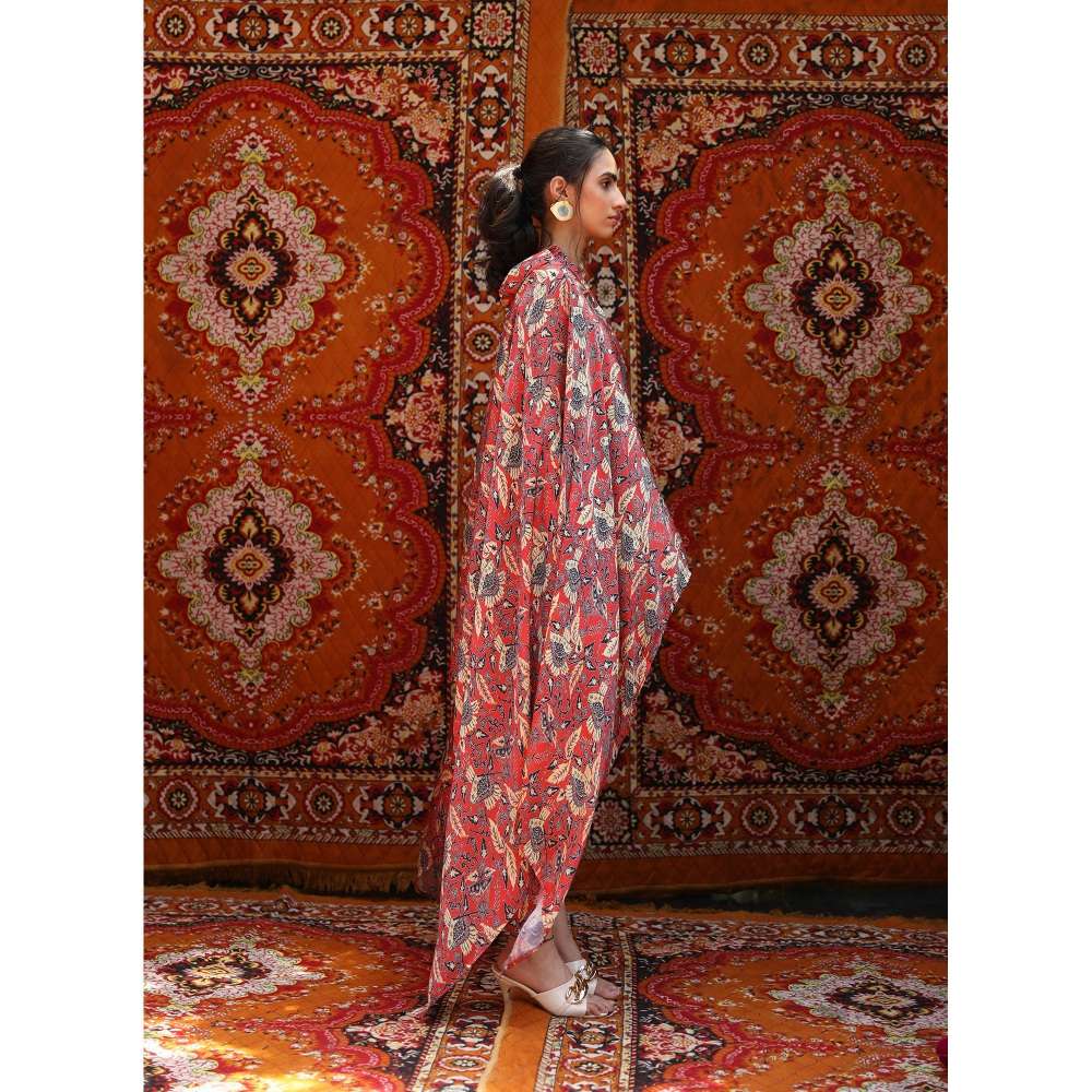 NORN Red Fez Drape Top