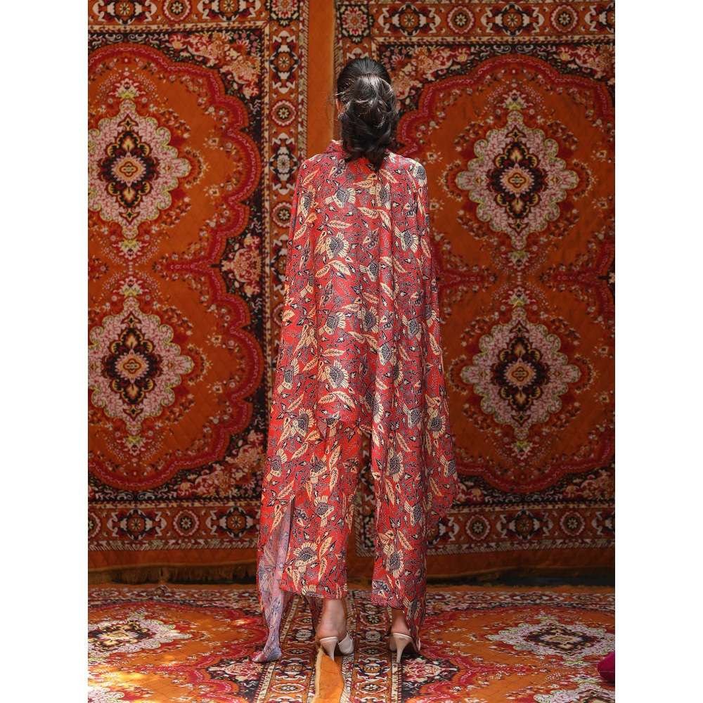 NORN Red Fez Drape Top