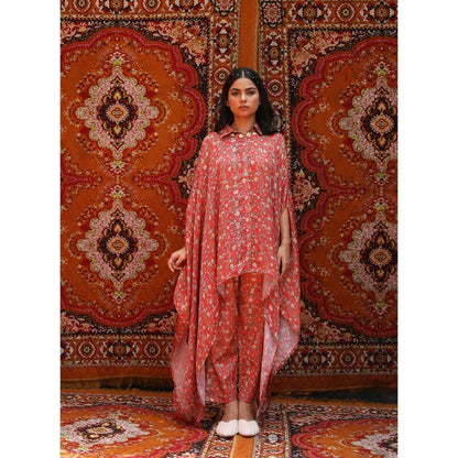 NORN Red Rabat Drape Top