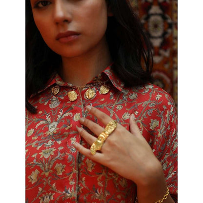 NORN Red Rabat Drape Top