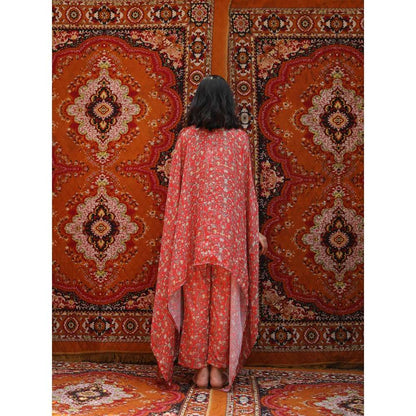 NORN Red Rabat Drape Top