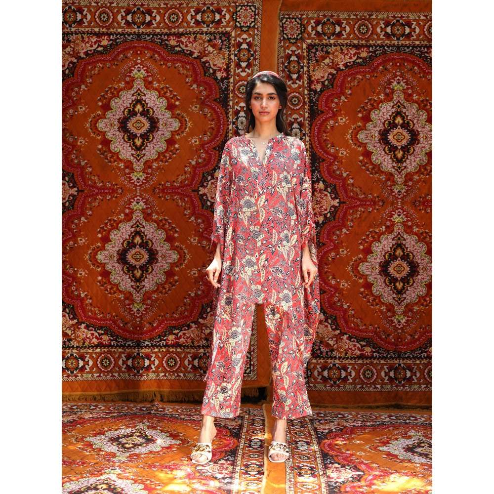 NORN Red Fez Short Kaftan Top