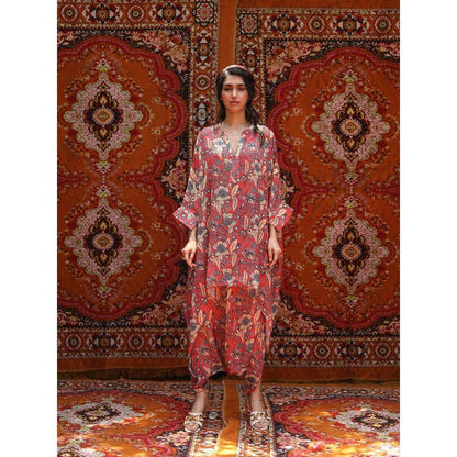 NORN Red Fez Short Kaftan Top