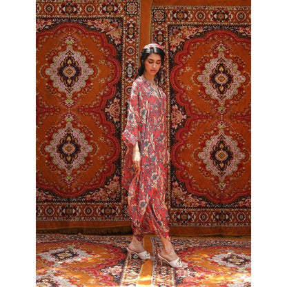 NORN Red Fez Short Kaftan Top