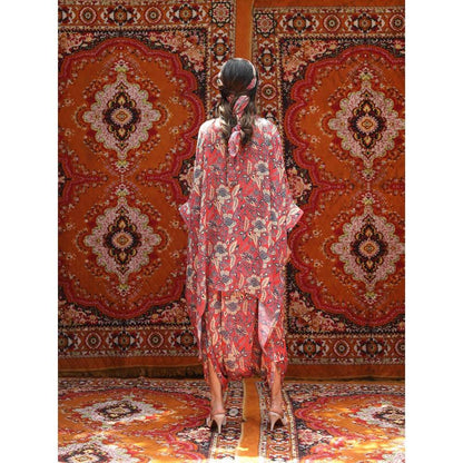 NORN Red Fez Short Kaftan Top