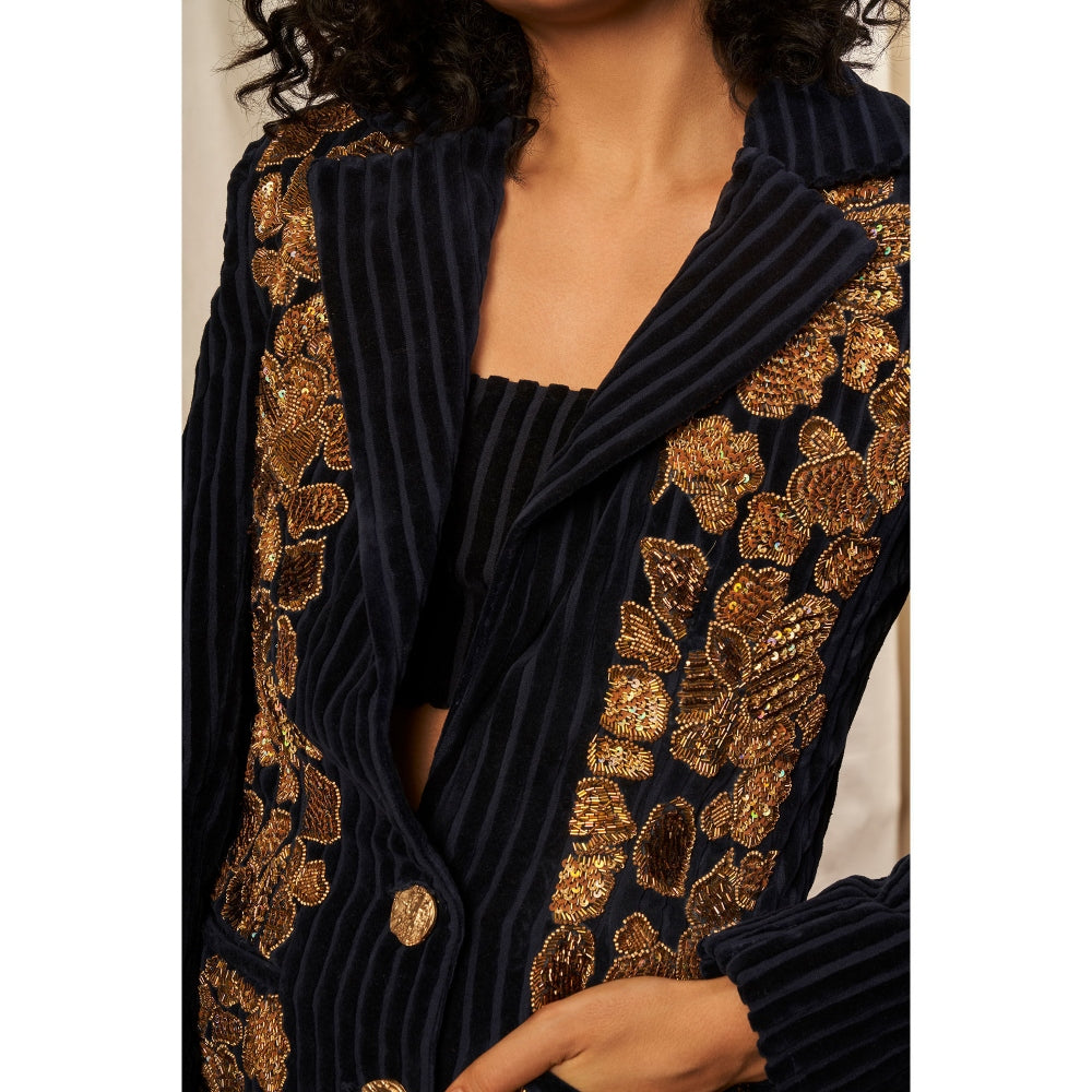 NIKITA MHAISALKAR Navy Blue Jacket (Set of 2)