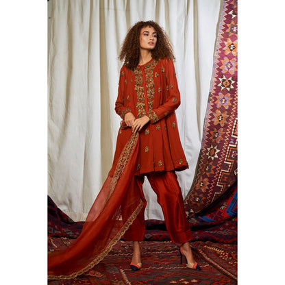NIKITA MHAISALKAR Rust Suit Set (Set of 3)