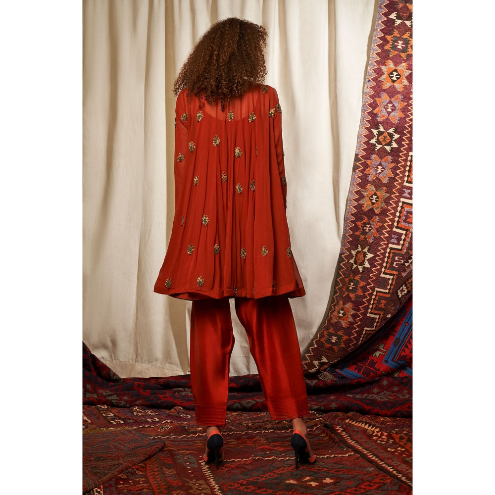 NIKITA MHAISALKAR Rust Suit Set (Set of 3)