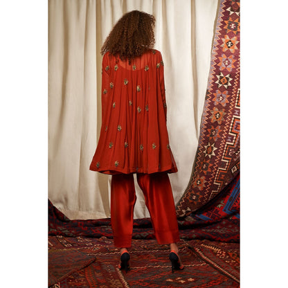 NIKITA MHAISALKAR Rust Suit Set (Set of 3)