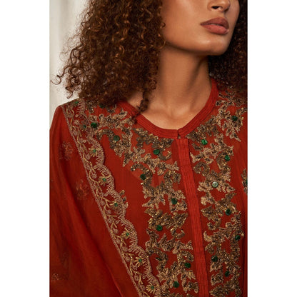 NIKITA MHAISALKAR Rust Suit Set (Set of 3)