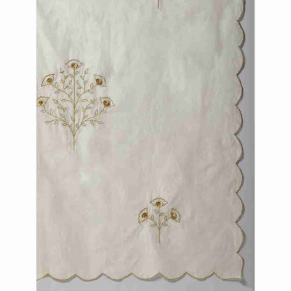 Anantaa Off White Silk Chanderi Floral Scalloped Dupatta