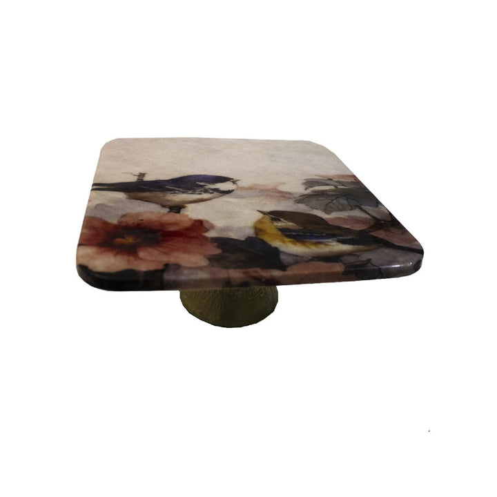 Assemblage Song Bird Square Marble Cake Stand