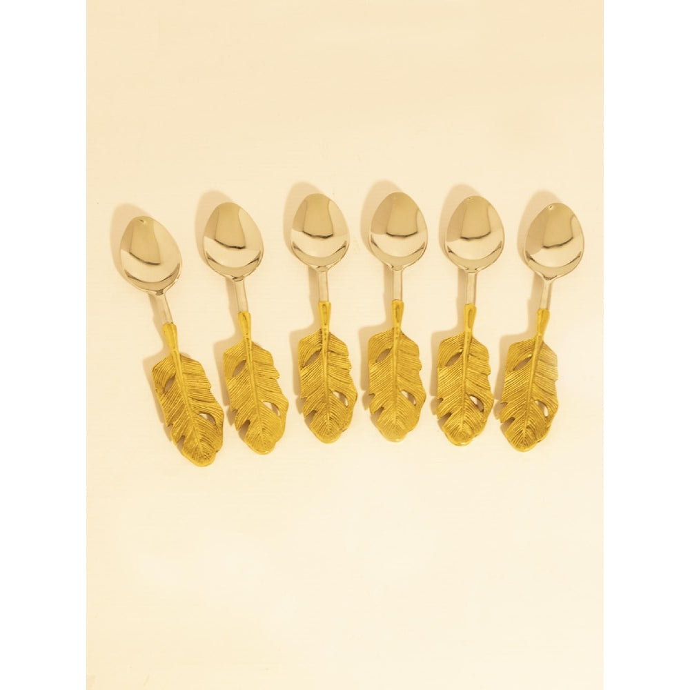 Assemblage Vintage Gold Feather Spoon (Pack Of 6)