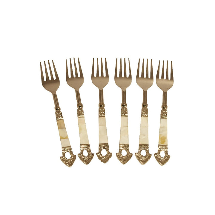 Assemblage Mother Of Pearl Taj Fork (Pack Of 6)