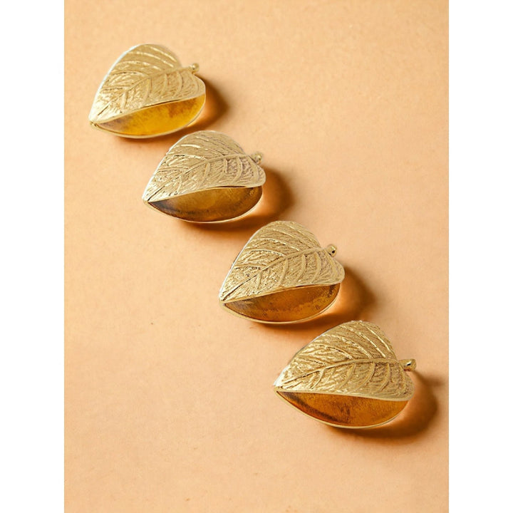 Assemblage Double Leaf Gold Plated Brass Napkin Rings (Pack Of 4)