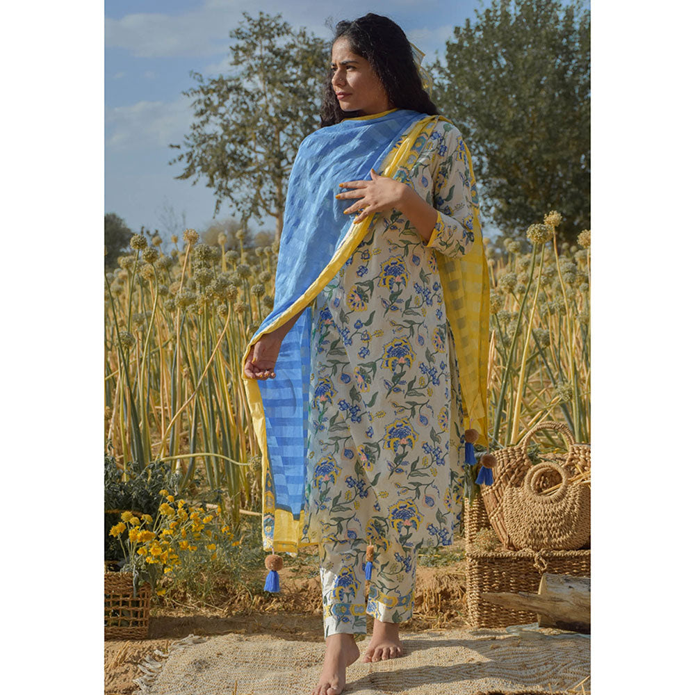 Baise Gaba Blue Daisy Dupatta Baise Gaba Blue Daisy Dupatta