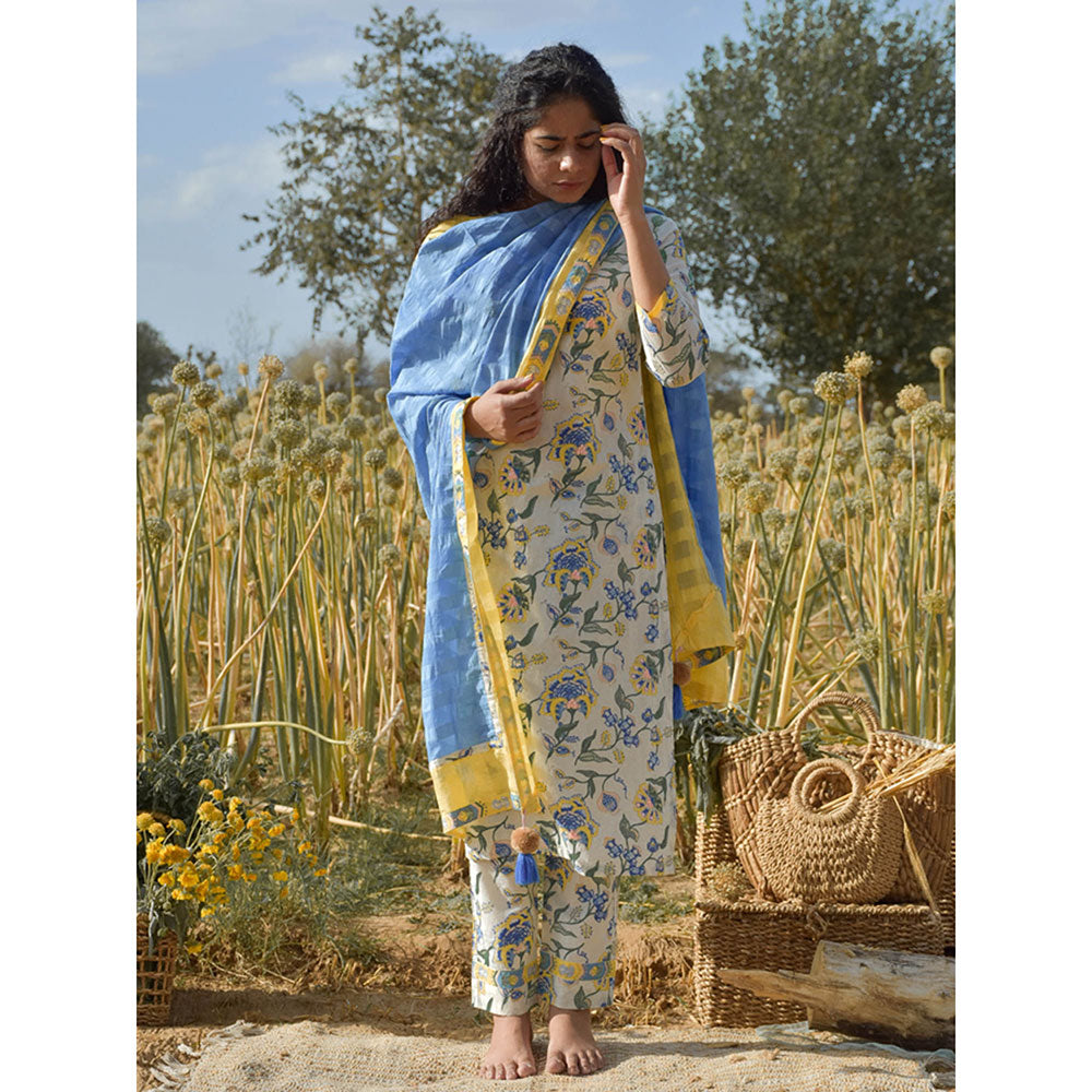 Baise Gaba Blue Daisy Dupatta Baise Gaba Blue Daisy Dupatta