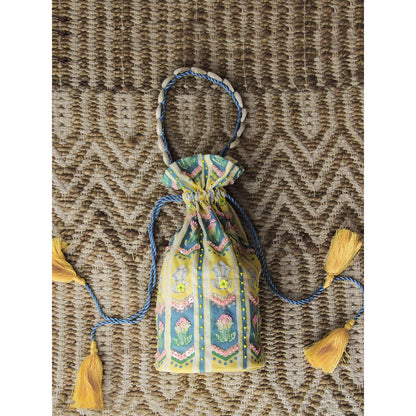 Baise Gaba Yellow Viola Potli Baise Gaba Multi-colour Embellished Potli