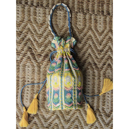 Baise Gaba Yellow Viola Potli Baise Gaba Multi-colour Embellished Potli