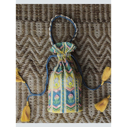 Baise Gaba Yellow Viola Potli Baise Gaba Multi-colour Embellished Potli