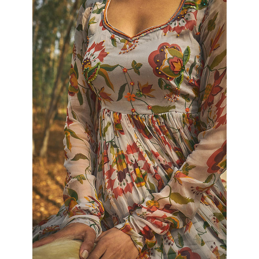 Baise Gaba Grey Gulbaar Dupatta Baise Gaba Grey Printed Dupatta