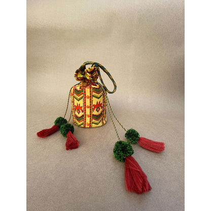 Baise Gaba Yellow Potli Baise Gaba Yellow Embroidered Potli