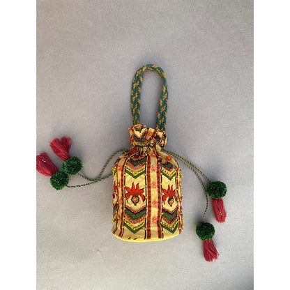 Baise Gaba Yellow Potli Baise Gaba Yellow Embroidered Potli