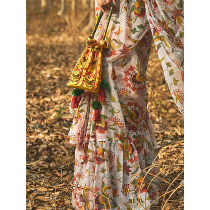 Baise Gaba Yellow Potli Baise Gaba Yellow Embroidered Potli