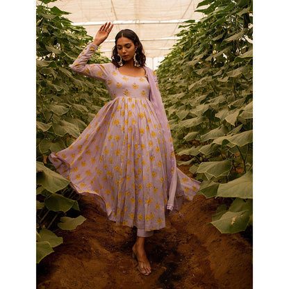 Baise Gaba Lavender Lavender Chiffon Dupatta
