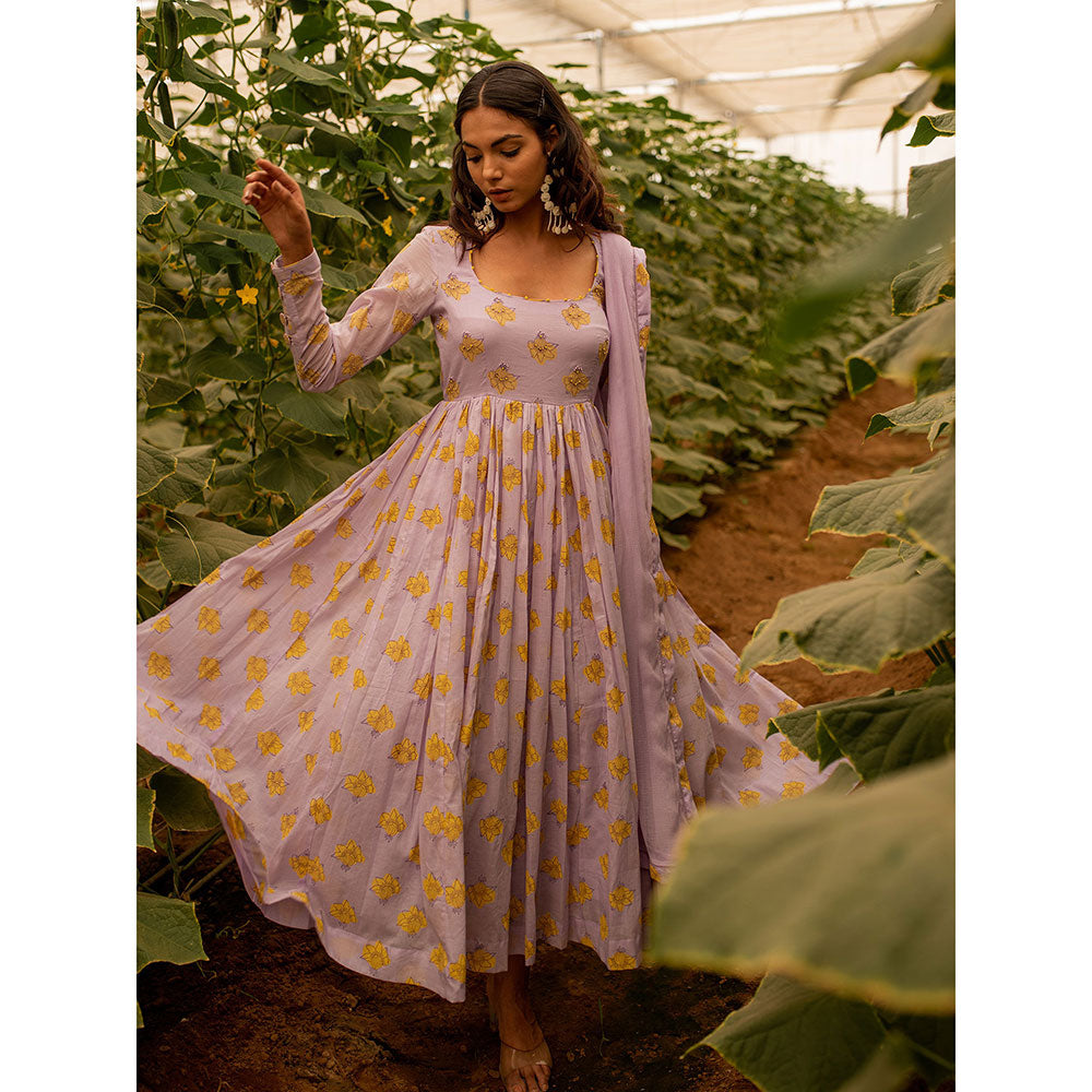 Baise Gaba Lavender Lavender Chiffon Dupatta